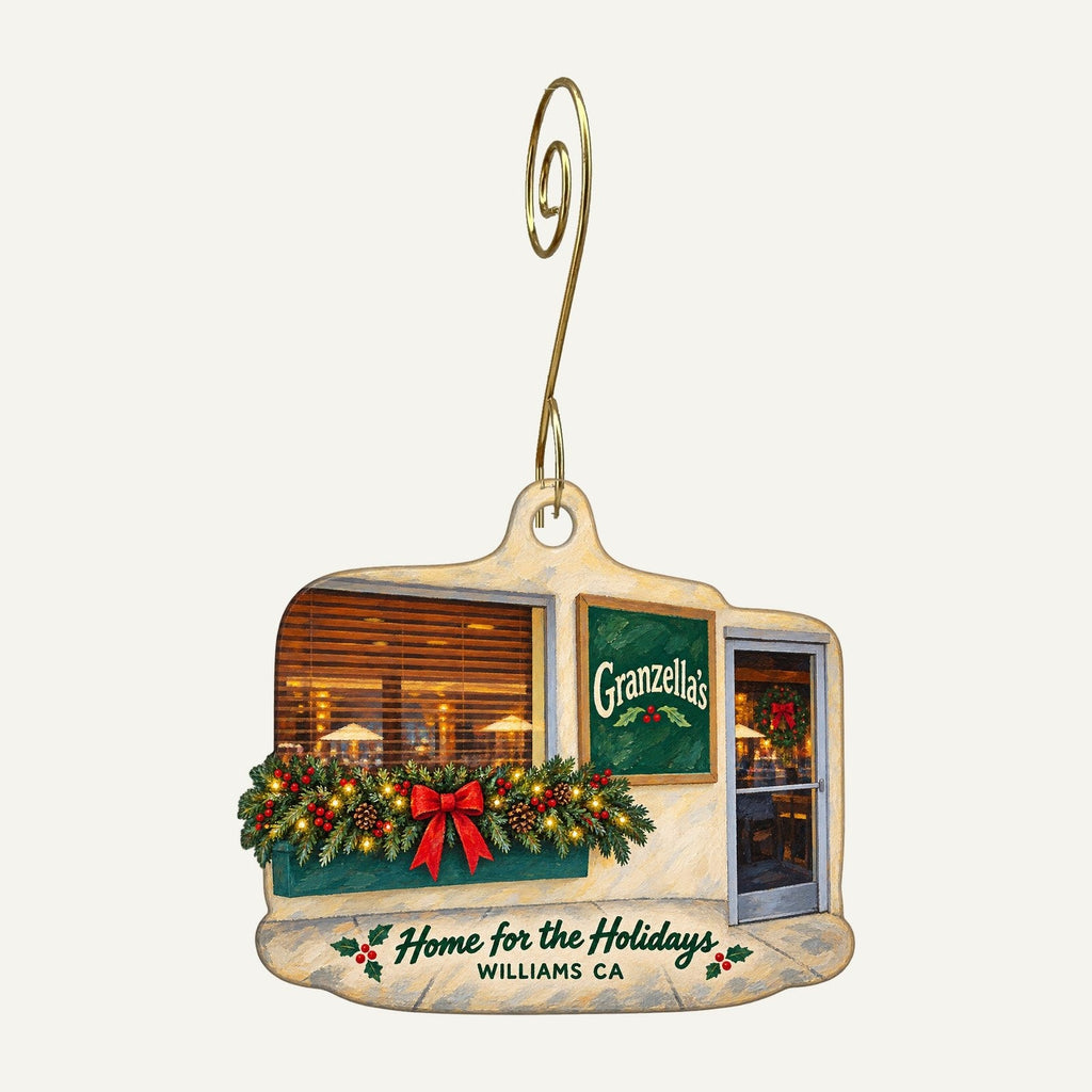 Granzella's Gourmet & Gifts Christmas custom wood ornament OC825 hanging on hook