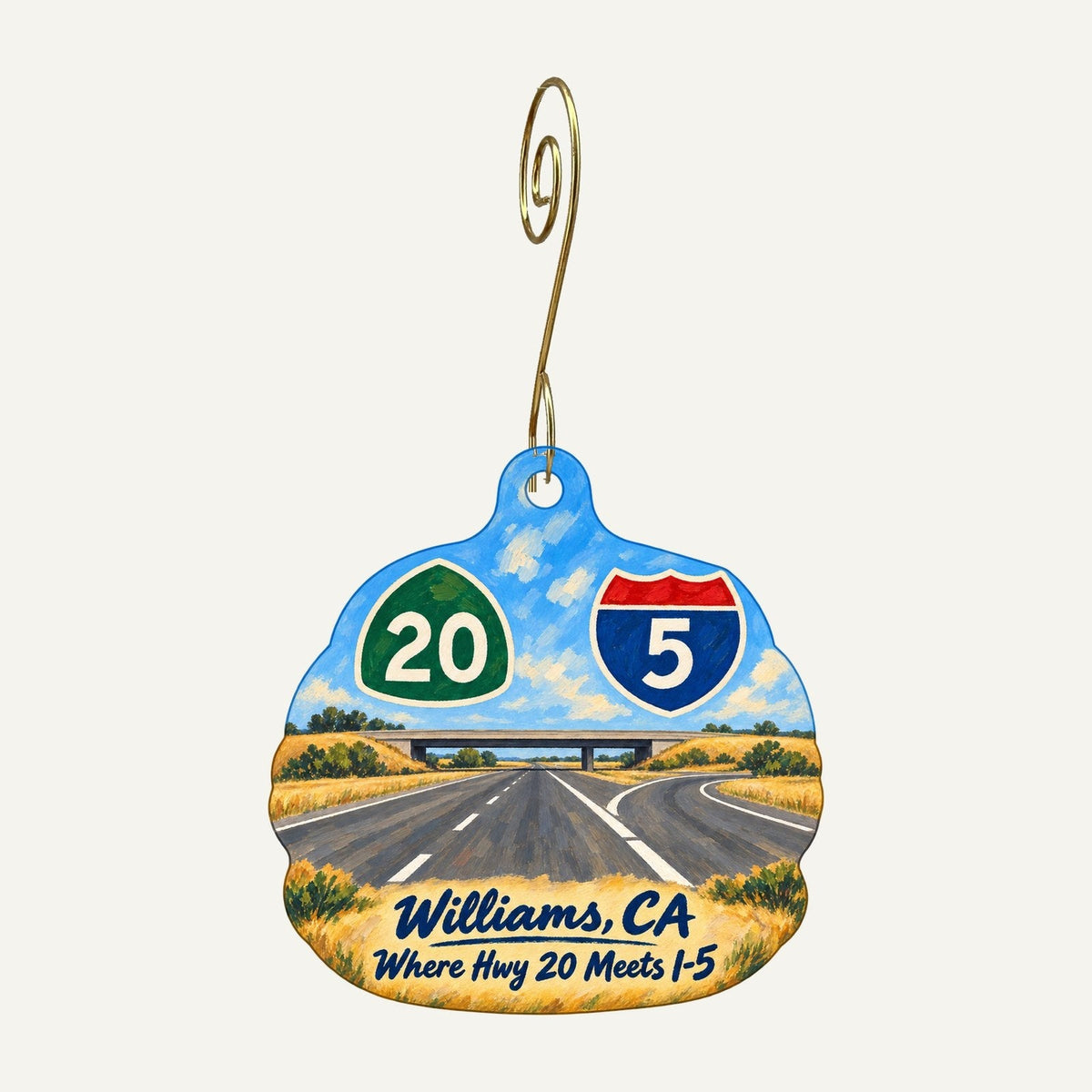 Granzella's Gourmet & Gifts Town Icon custom wood ornament OC826 hanging on hook
