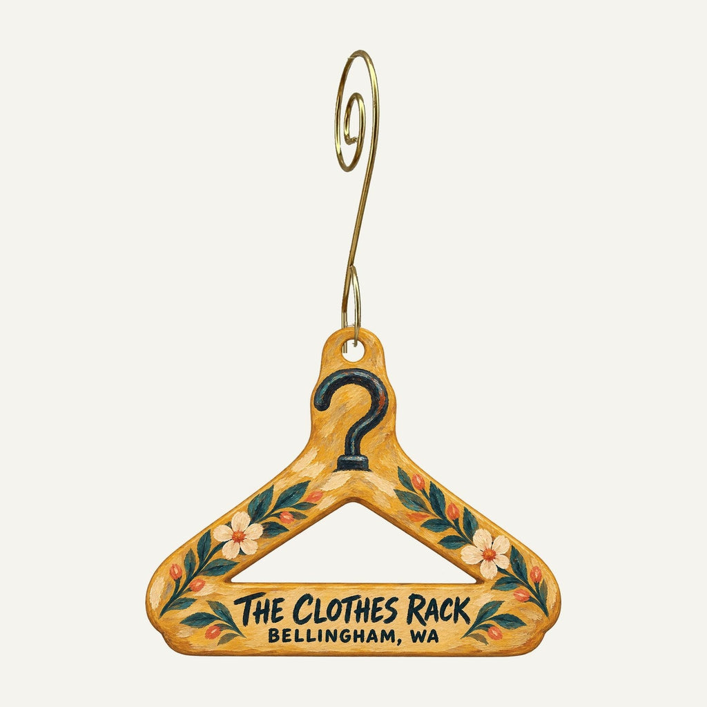 The Clothes Rack Logo custom wood ornament OC827 hanging on hook