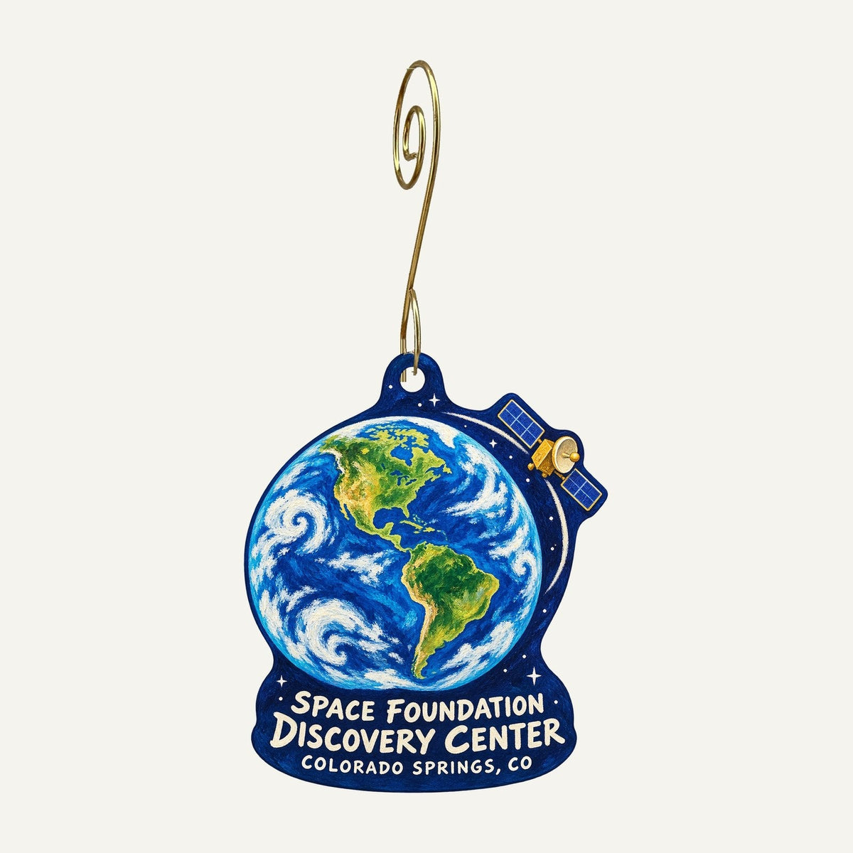 Space Foundation Discovery Center Logo custom wood ornament OC830 hanging on hook