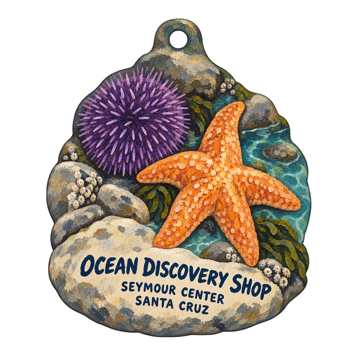 Seymour Marine Discovery Center - Ocean Discovery Shop Logo custom wood ornament OC833 on white