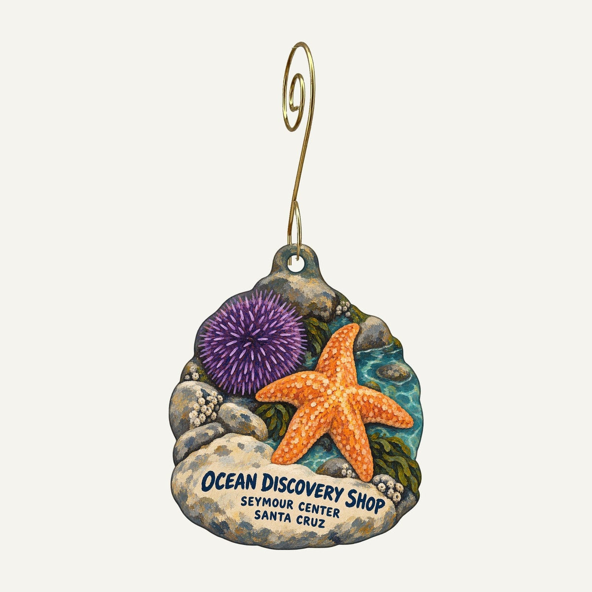 Seymour Marine Discovery Center - Ocean Discovery Shop Logo custom wood ornament OC833 hanging on hook