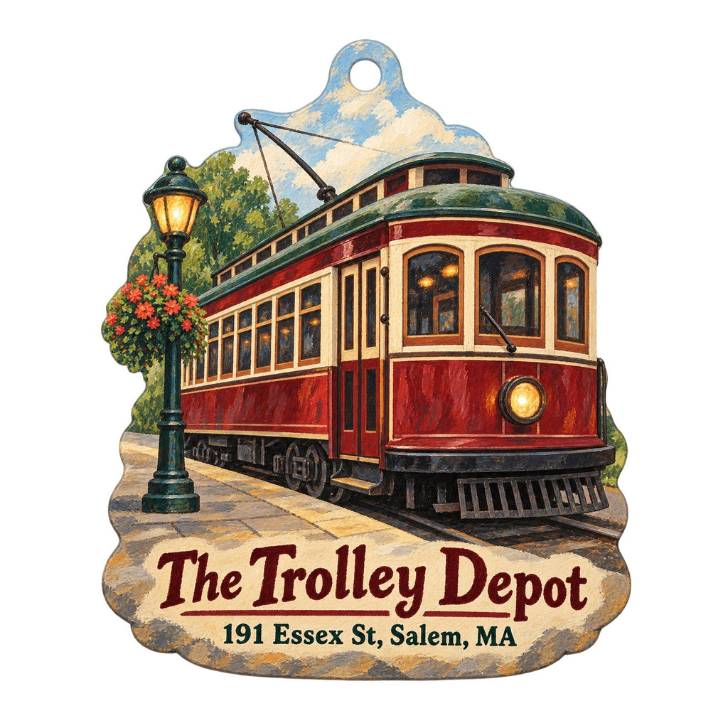 The Trolley Depot Logo custom wood ornament OC83 on white