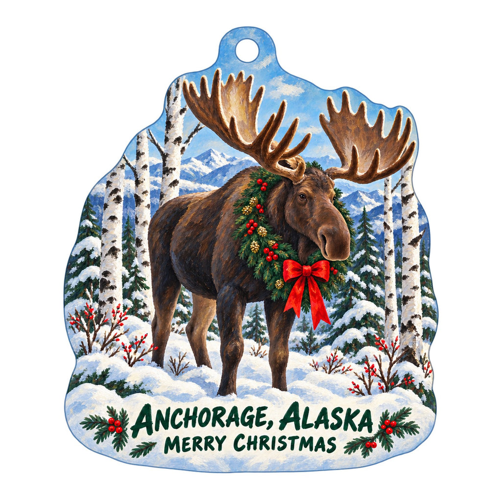 Moostique Christmas custom wood ornament OC843 on white