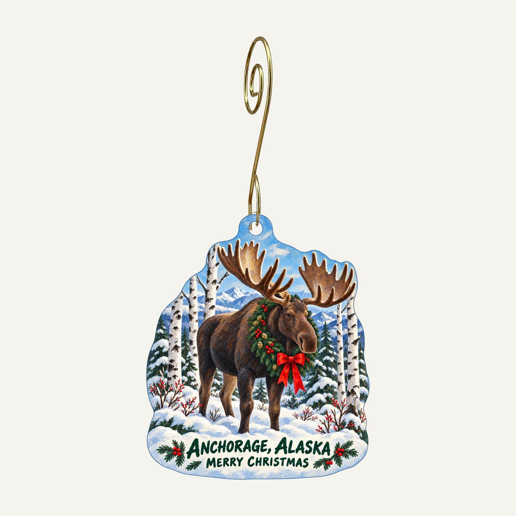 Moostique Christmas custom wood ornament OC843 hanging on hook
