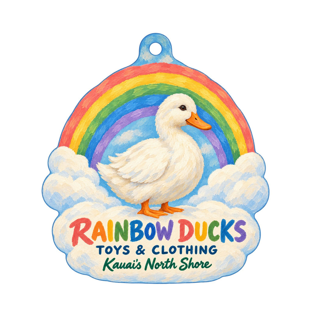 Rainbow Ducks Toys & Clothing Logo custom wood ornament OC845 on white
