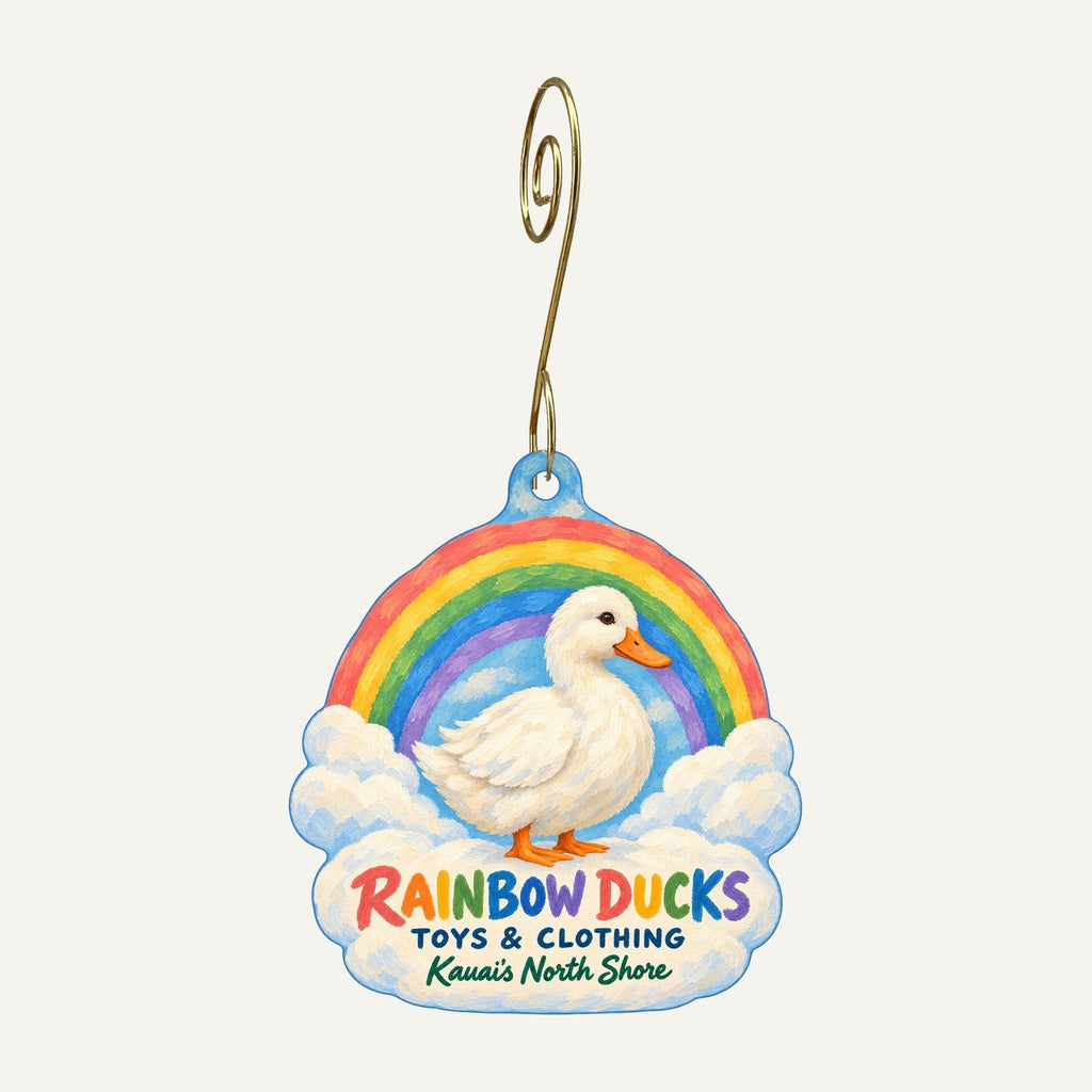 Rainbow Ducks Toys & Clothing Logo custom wood ornament OC845 hanging on hook