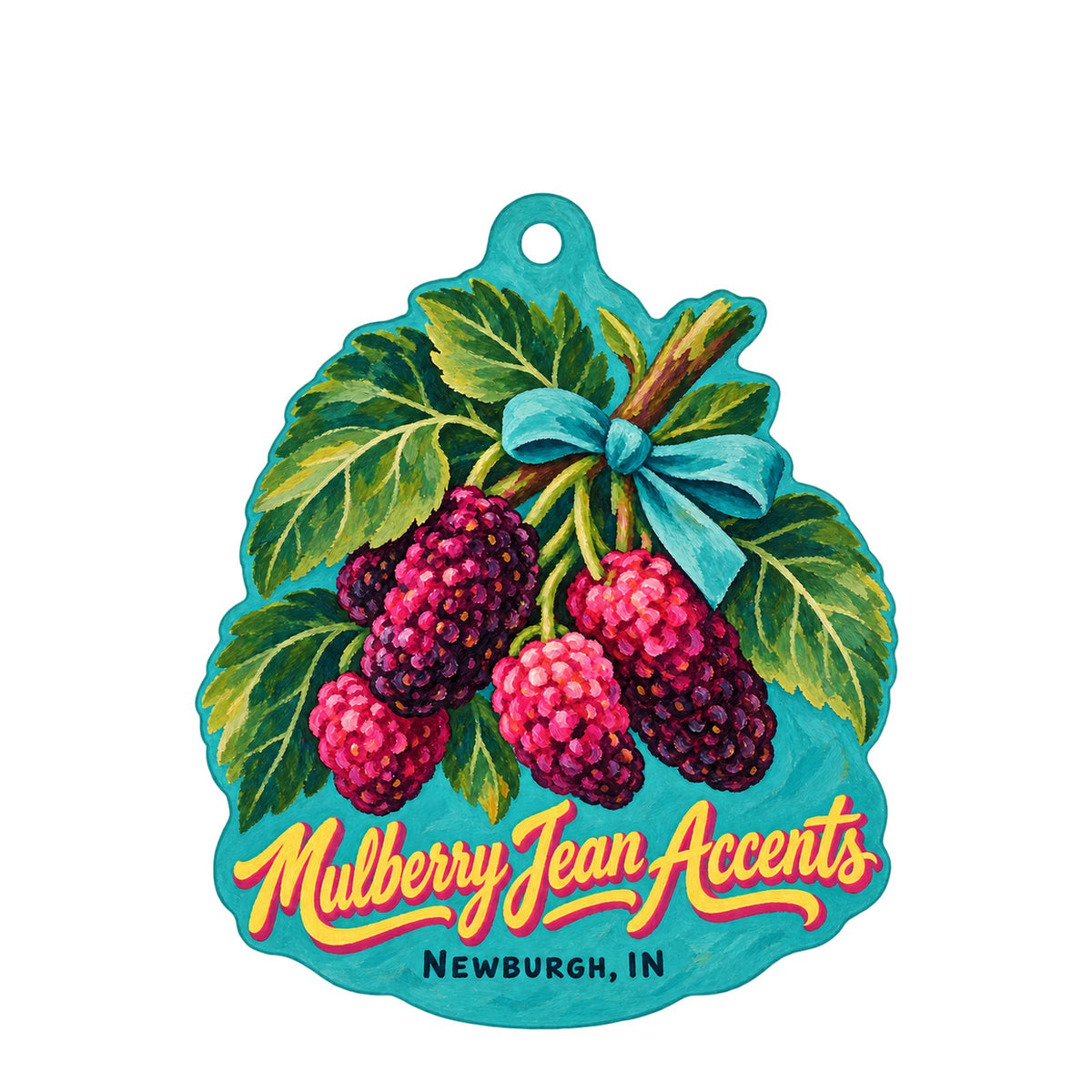 Mulberry Jean Accents Logo custom wood ornament OC848 on white