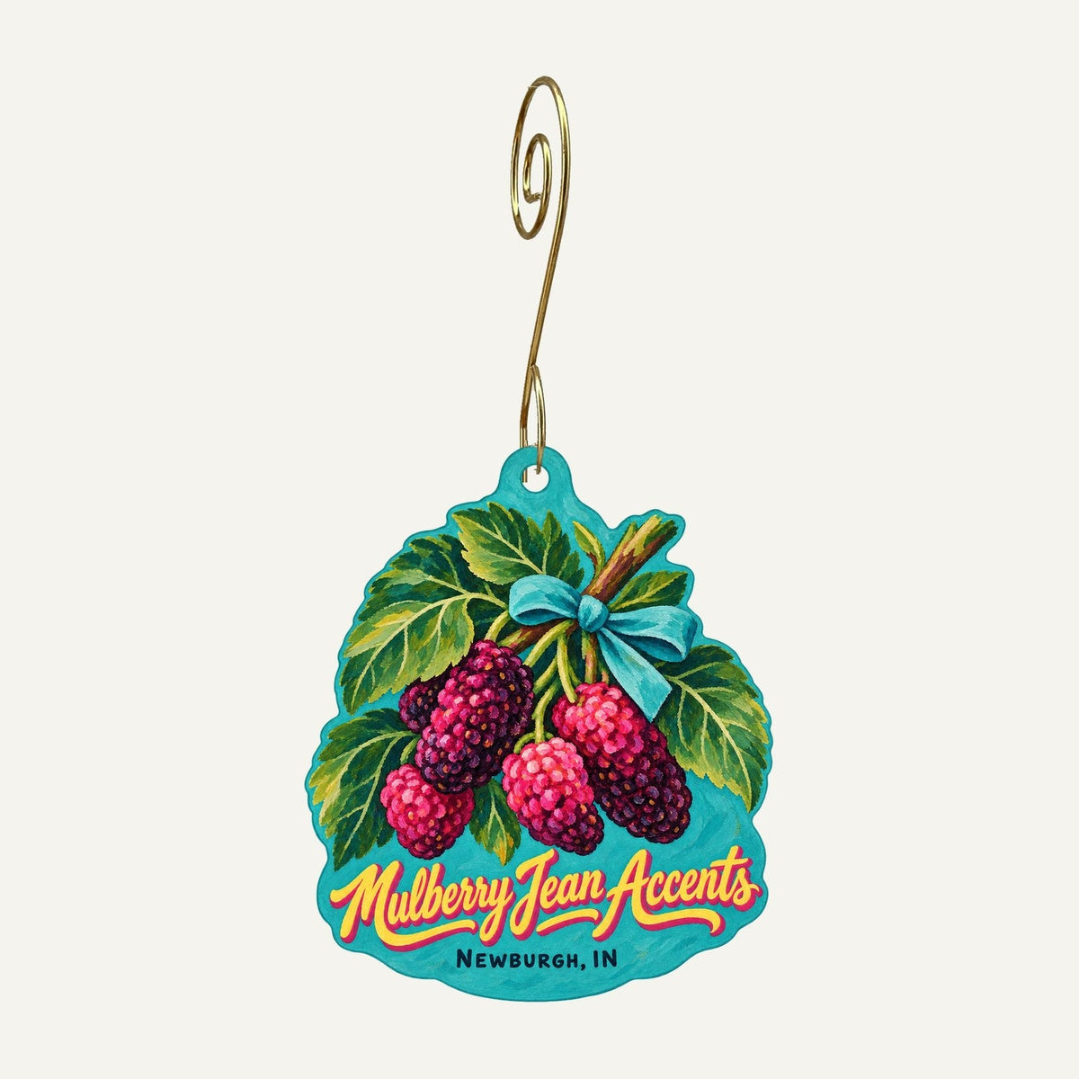 Mulberry Jean Accents Logo custom wood ornament OC848 hanging on hook