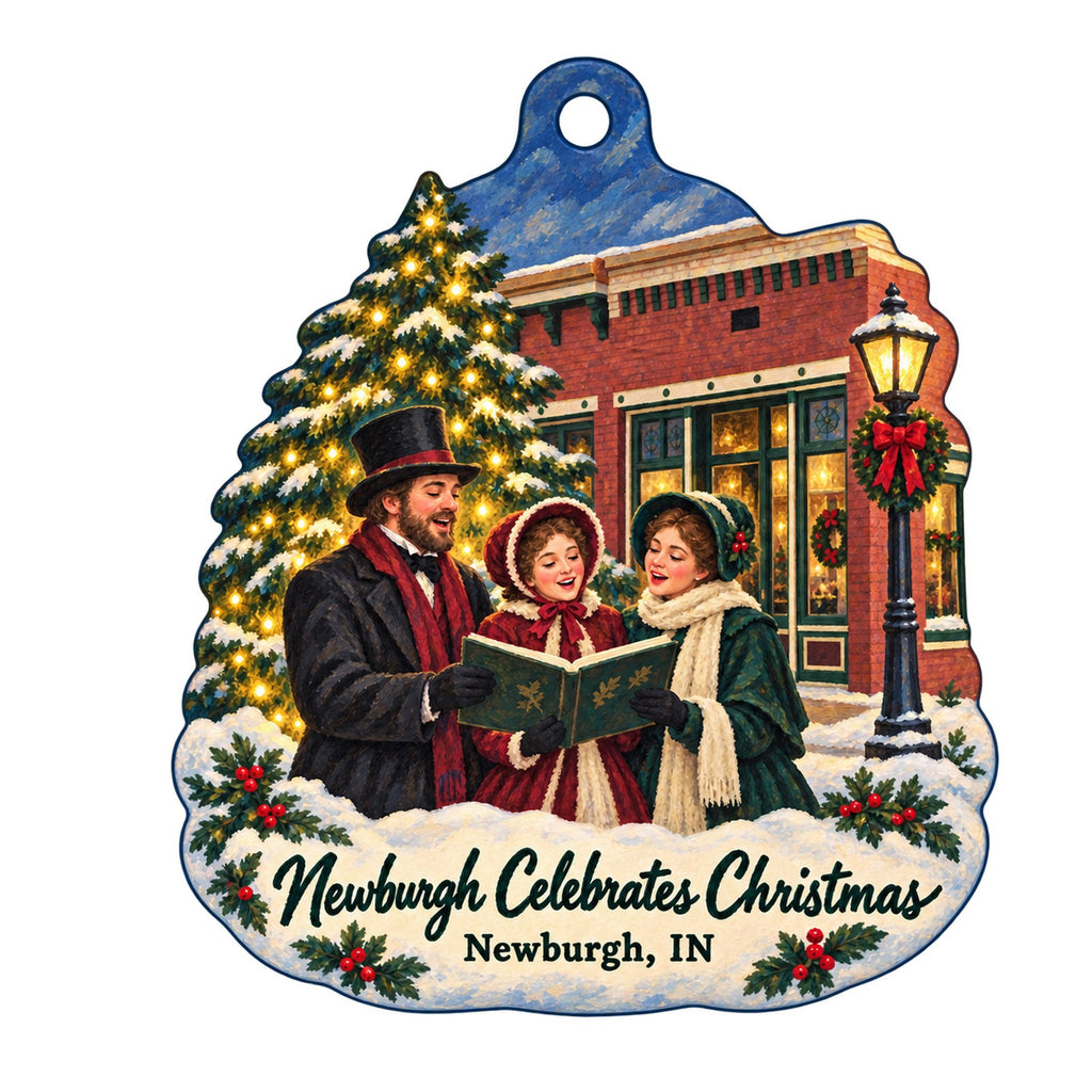 Mulberry Jean Accents Christmas custom wood ornament OC849 on white