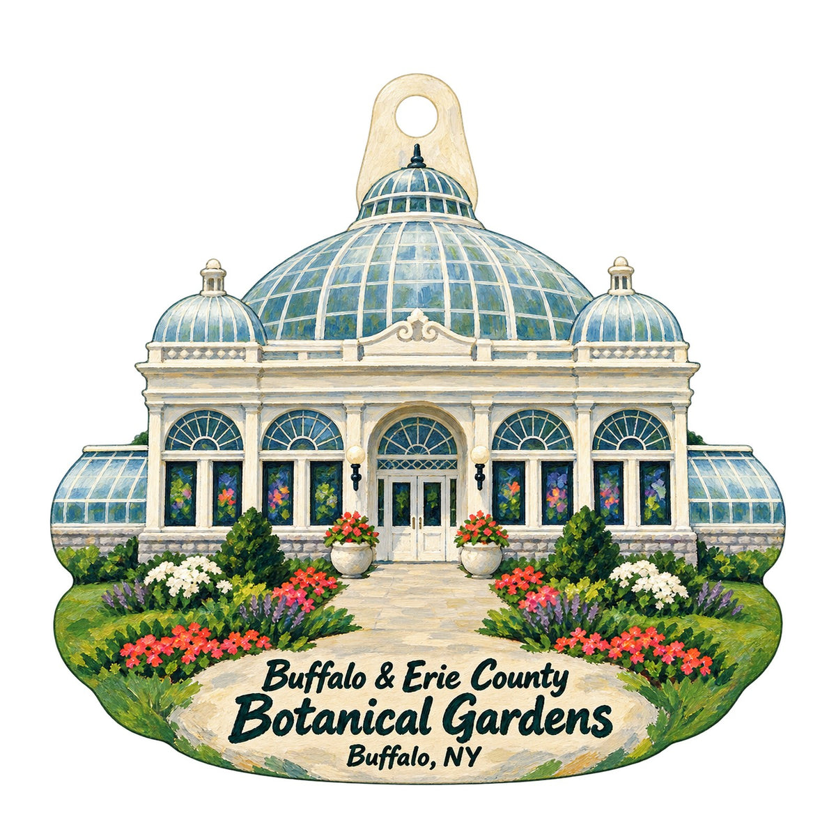 Buffalo and Erie County Botanical Gardens Logo custom wood ornament OC863 on white