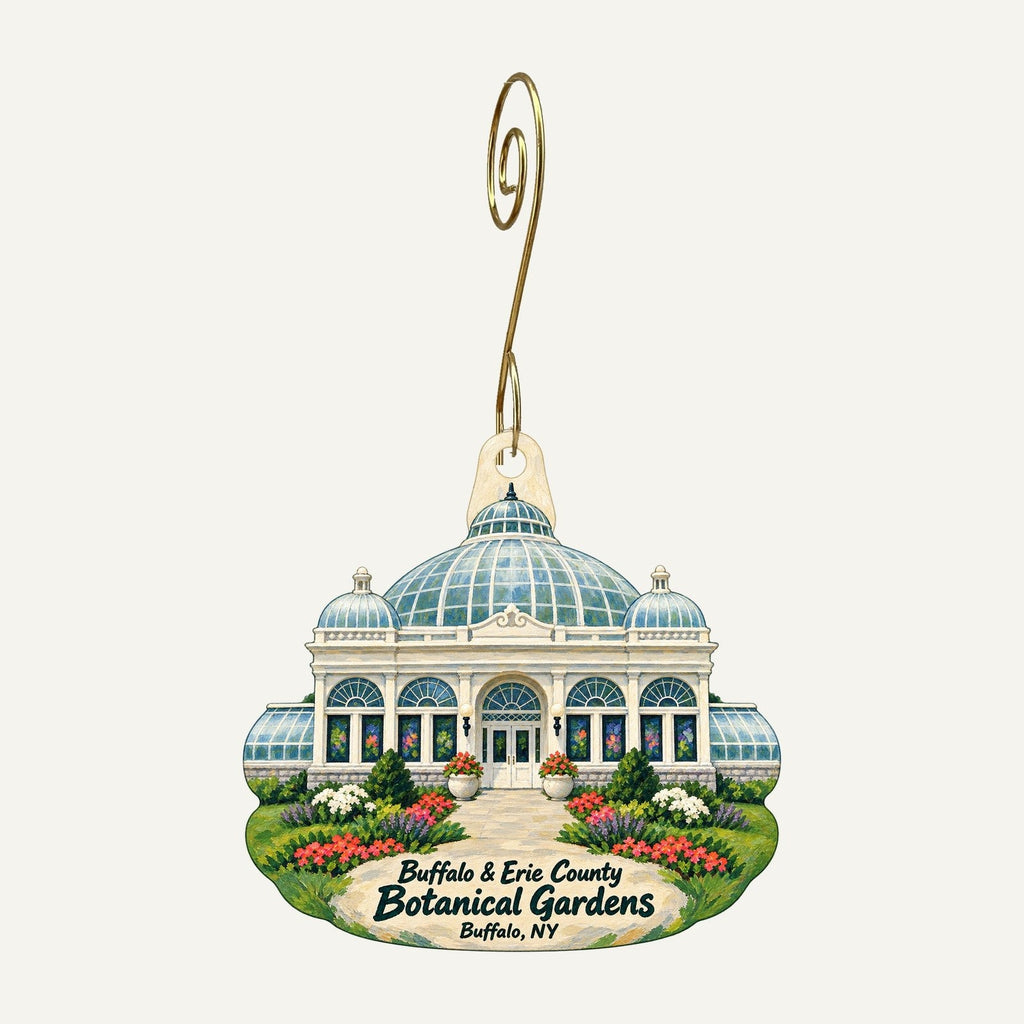 Buffalo and Erie County Botanical Gardens Logo custom wood ornament OC863 hanging on hook