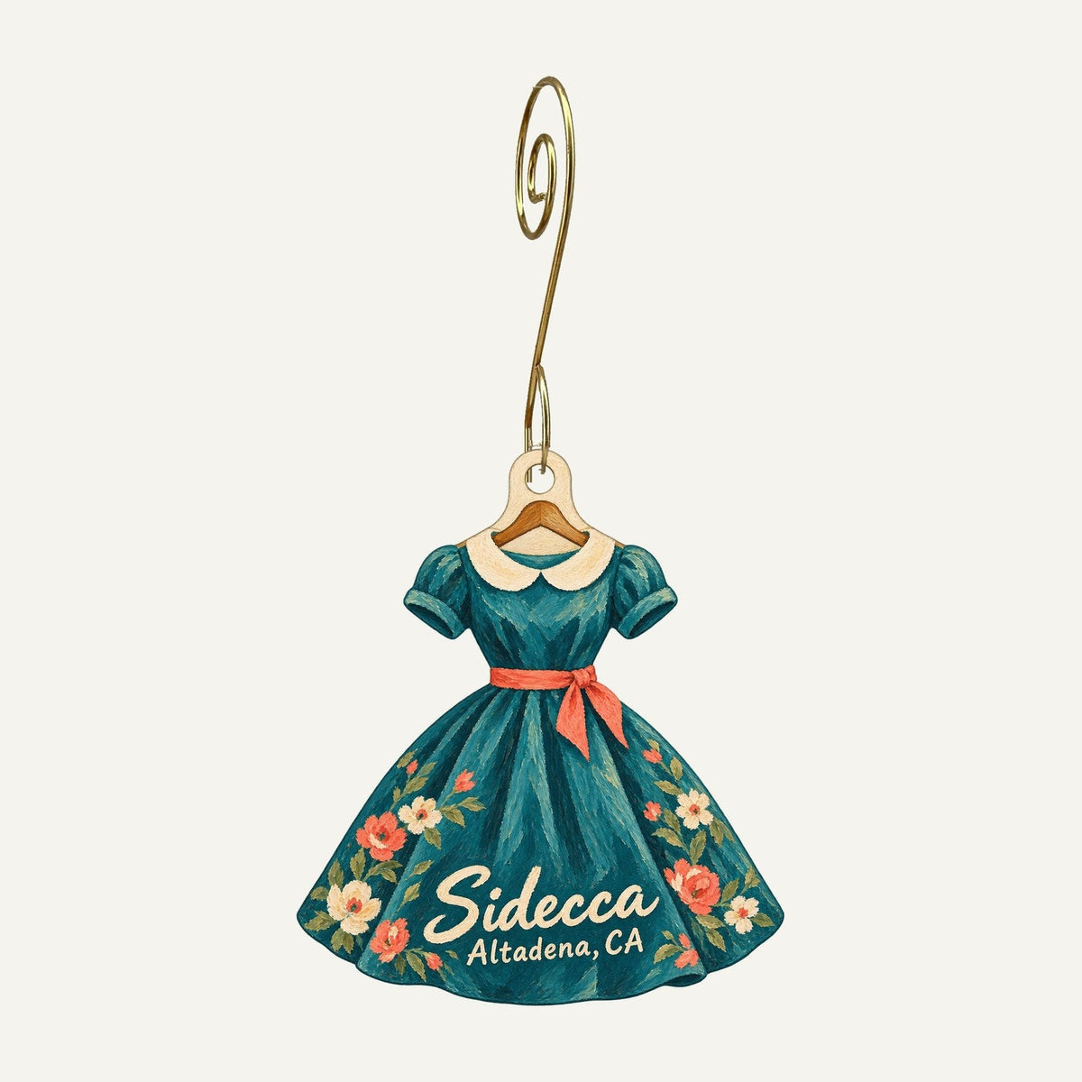 Sidecca Logo custom wood ornament OC866 hanging on hook