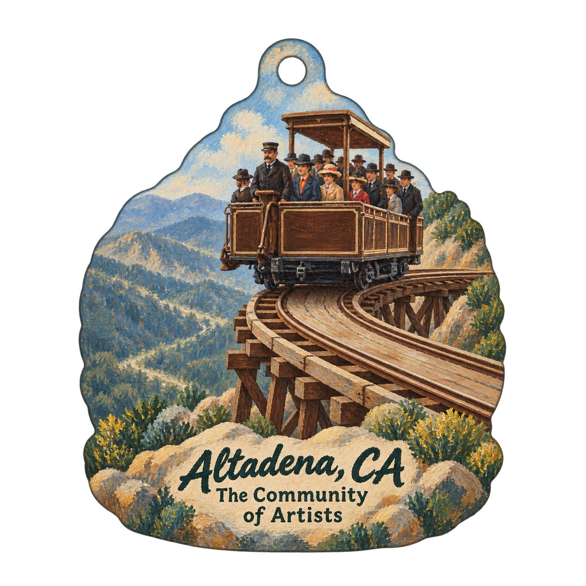 Sidecca Town Icon custom wood ornament OC868 on white