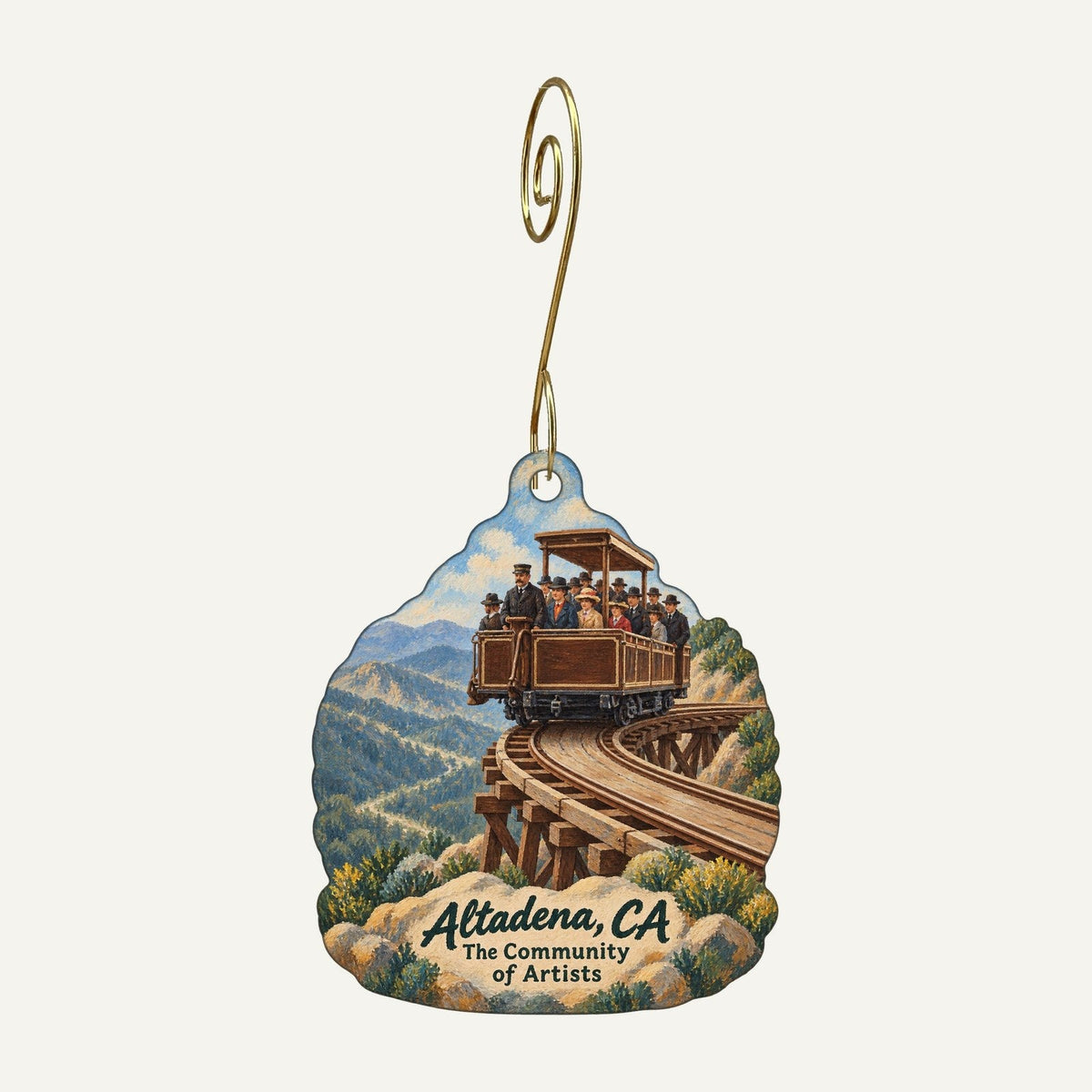 Sidecca Town Icon custom wood ornament OC868 hanging on hook