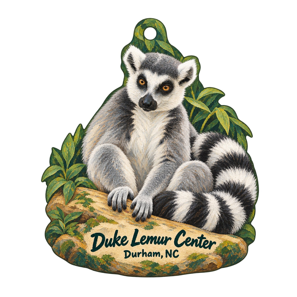 Duke Lemur Center Logo custom wood ornament OC869 on white