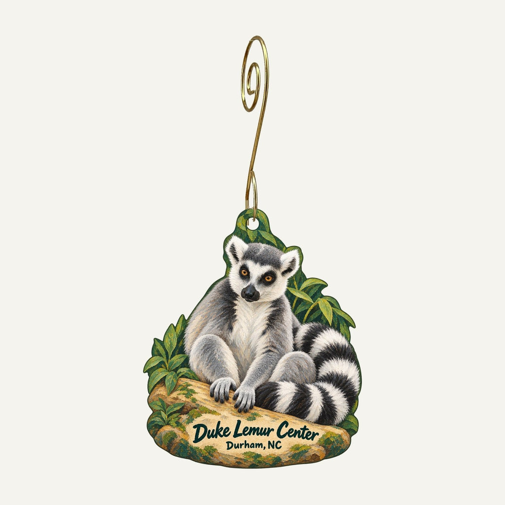 Duke Lemur Center Logo custom wood ornament OC869 hanging on hook