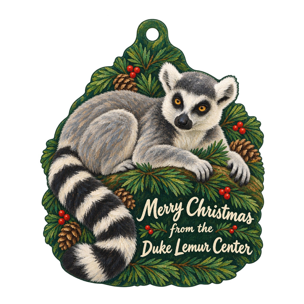 Duke Lemur Center Christmas custom wood ornament OC870 on white
