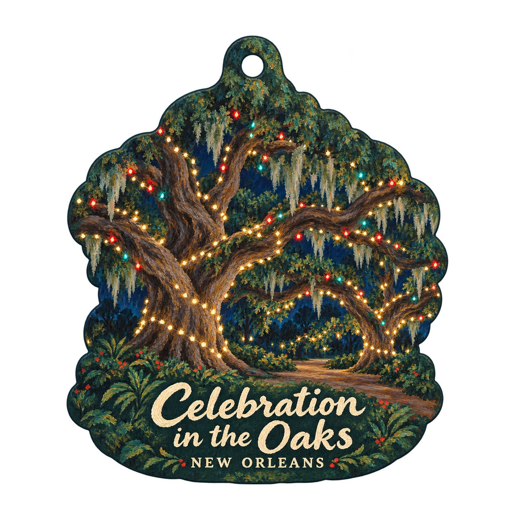 Mardi Gras World Christmas custom wood ornament OC876 on white