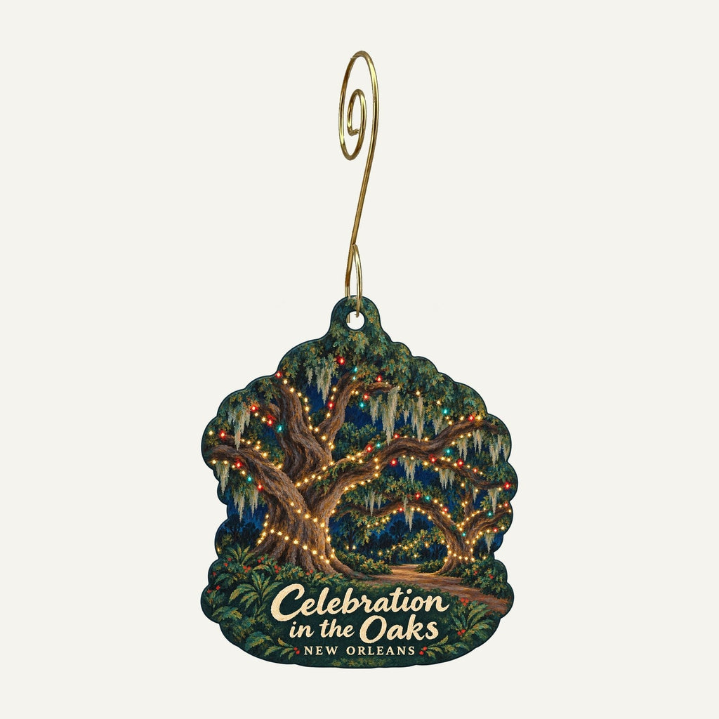 Mardi Gras World Christmas custom wood ornament OC876 hanging on hook