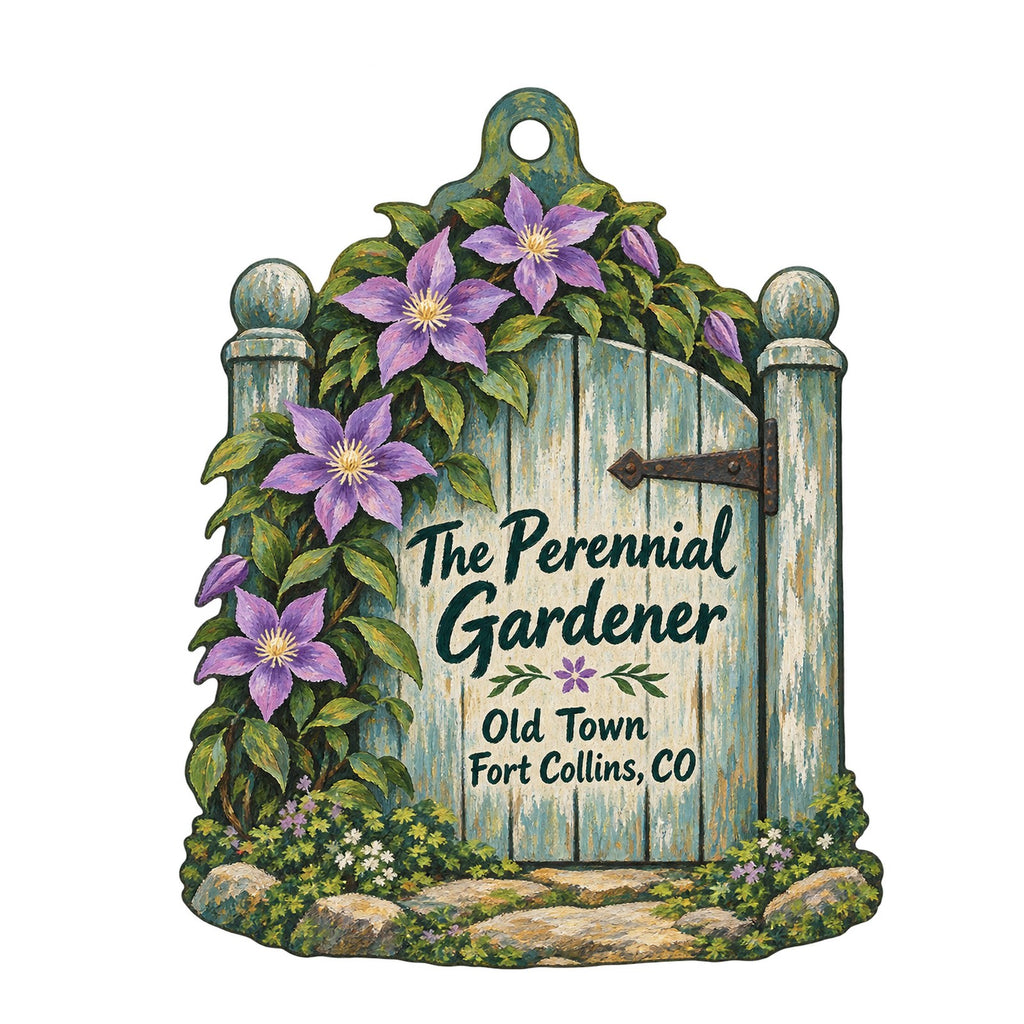 The Perennial Gardener Logo custom wood ornament OC878 on white