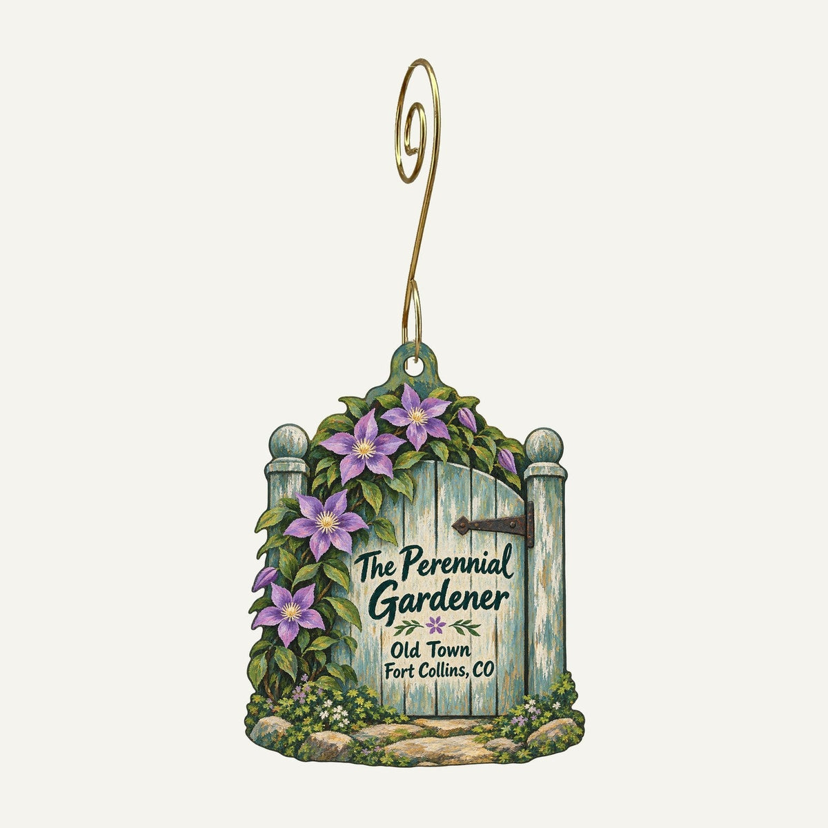 The Perennial Gardener Logo custom wood ornament OC878 hanging on hook