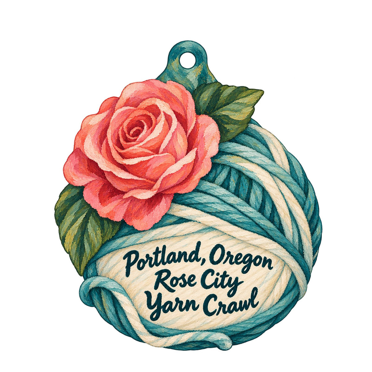 Starlight Knitting Society Town Icon custom wood ornament OC883 on white