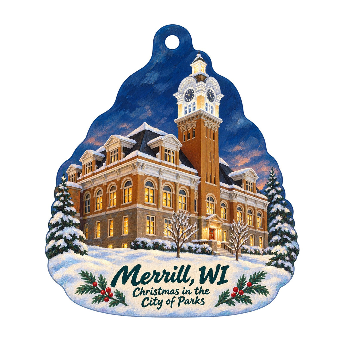 Golden Harvest Christmas custom wood ornament OC888 on white