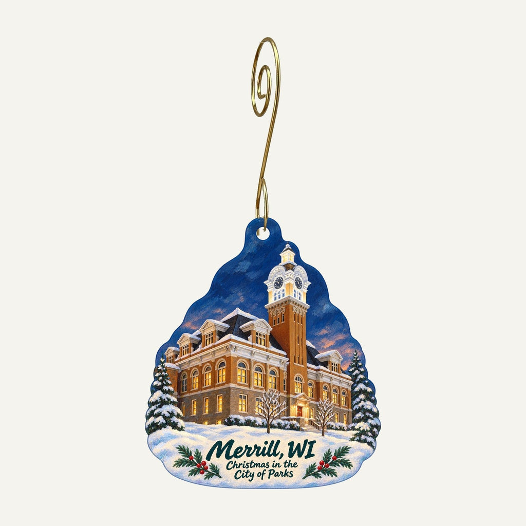 Golden Harvest Christmas custom wood ornament OC888 hanging on hook