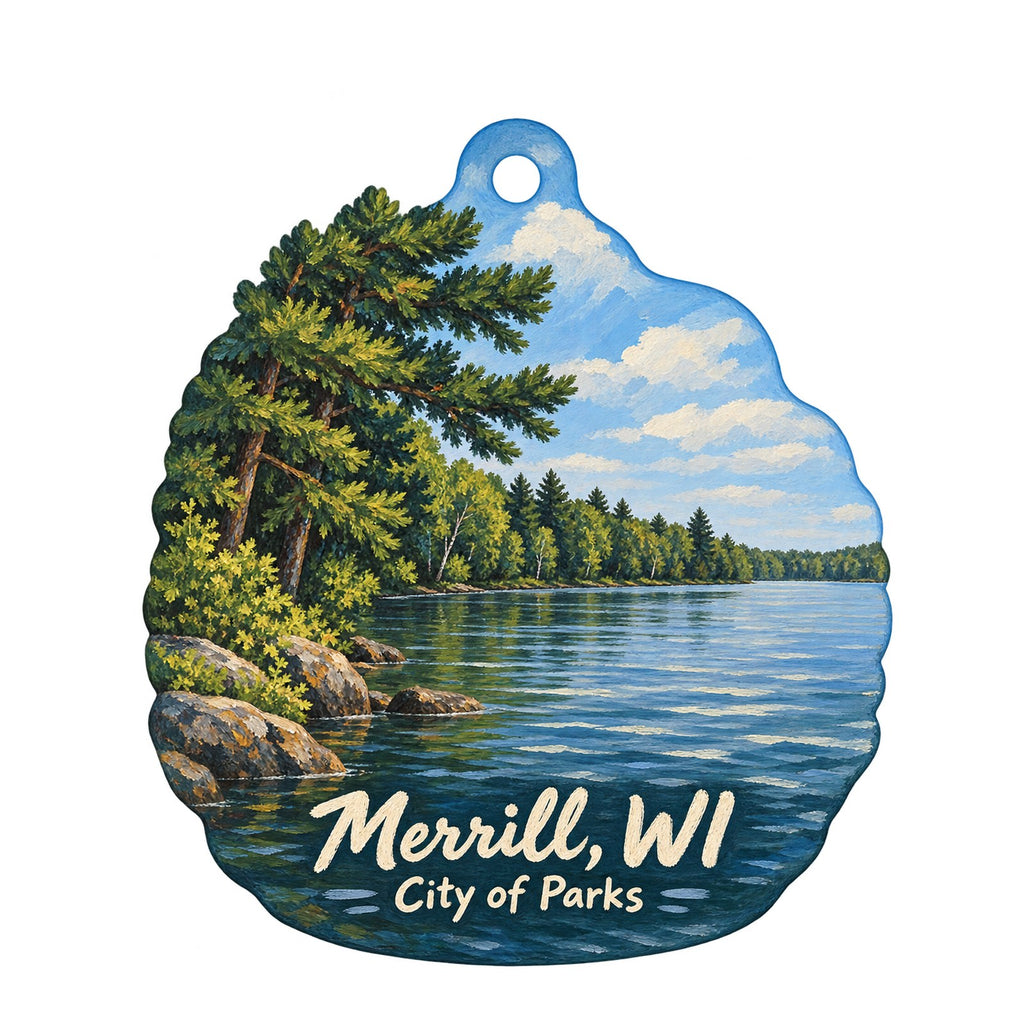 Golden Harvest Town Icon custom wood ornament OC889 on white