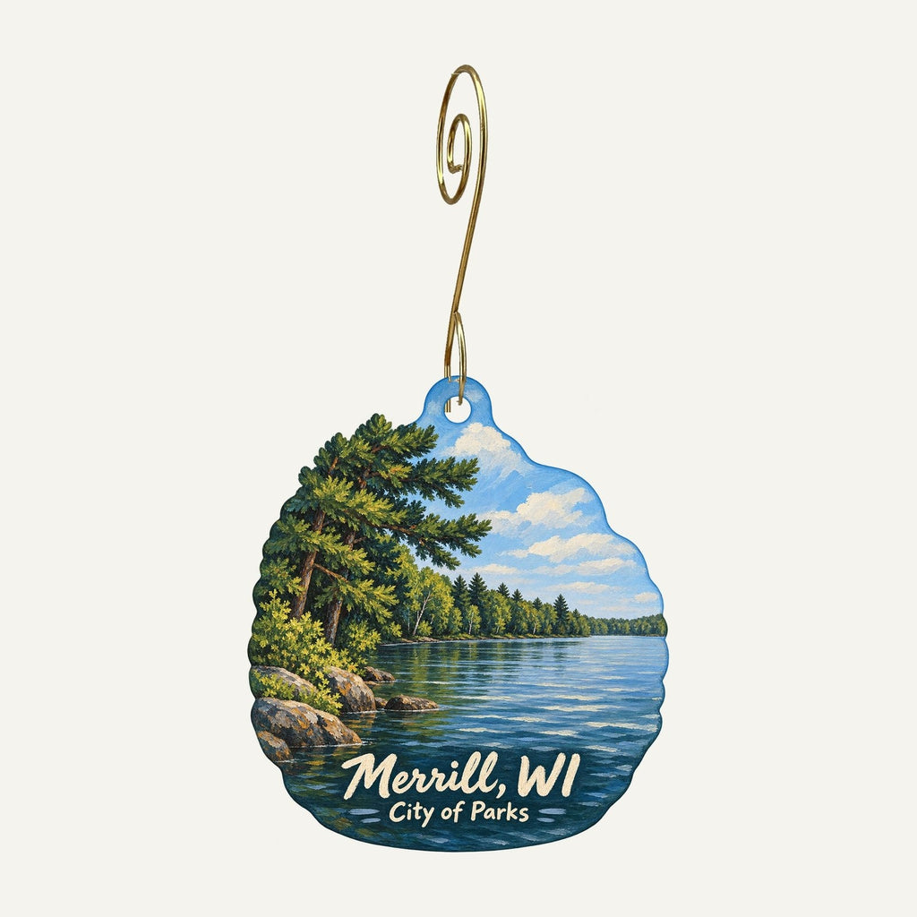 Golden Harvest Town Icon custom wood ornament OC889 hanging on hook