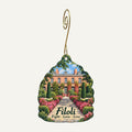 The Clock Tower Shop at Filoli Town Icon custom wood ornament OC88 hanging on hook