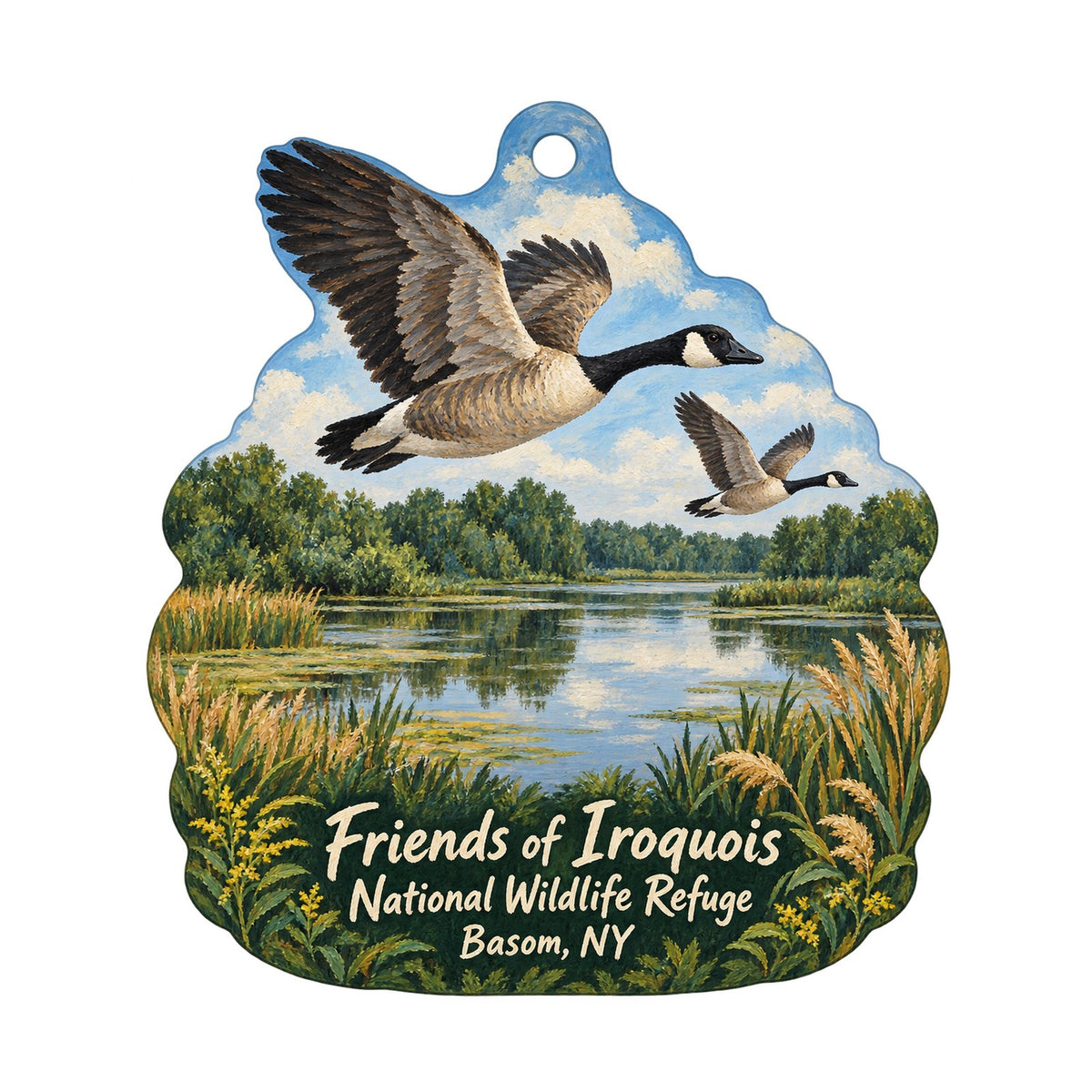 Friends of Iroquois National Wildlife Refuge Logo custom wood ornament OC893 on white