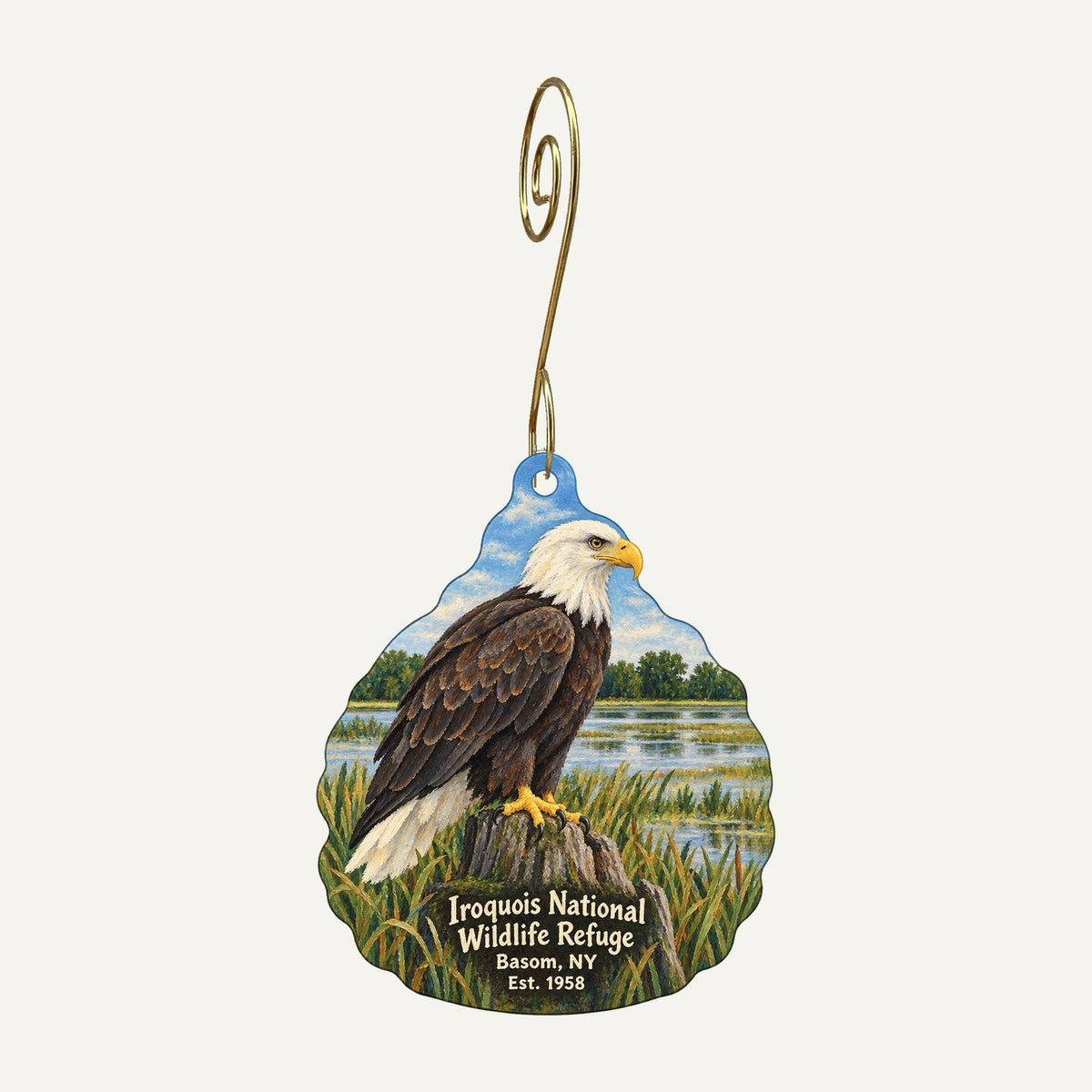 Friends of Iroquois National Wildlife Refuge Town Icon custom wood ornament OC895 hanging on hook