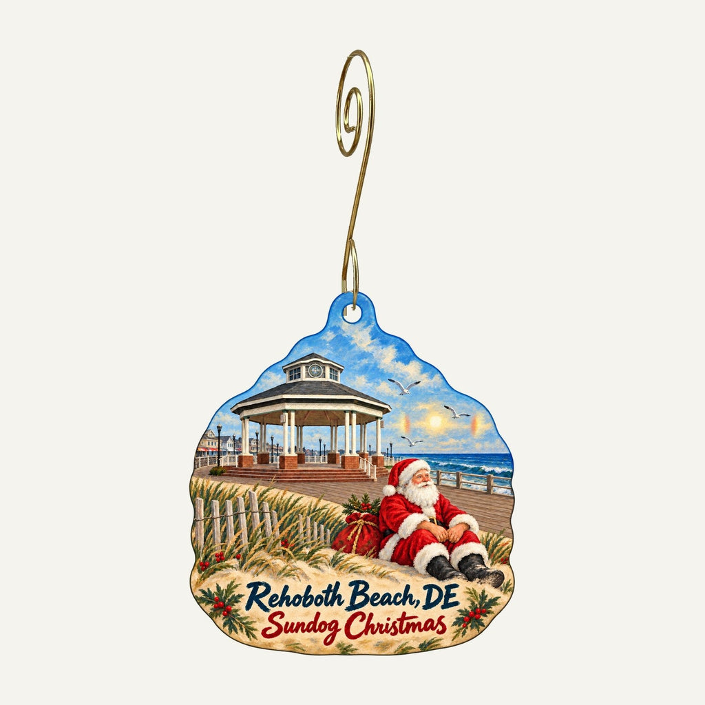 Sunshine Octopus Christmas custom wood ornament OC897 hanging on hook