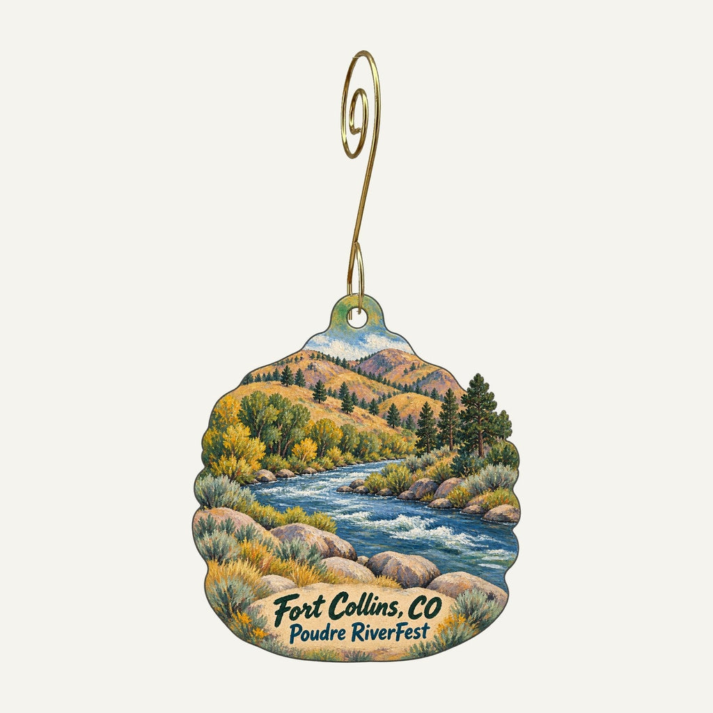 Alpine Arts — The Colorado Showcase Town Icon custom wood ornament OC901 hanging on hook