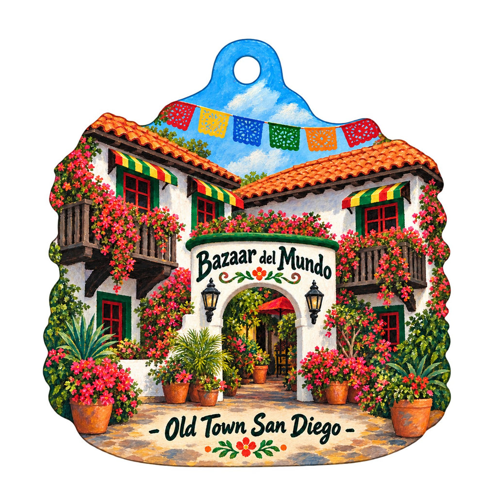 Bazaar del Mundo - The Gallery Logo custom wood ornament OC908 on white