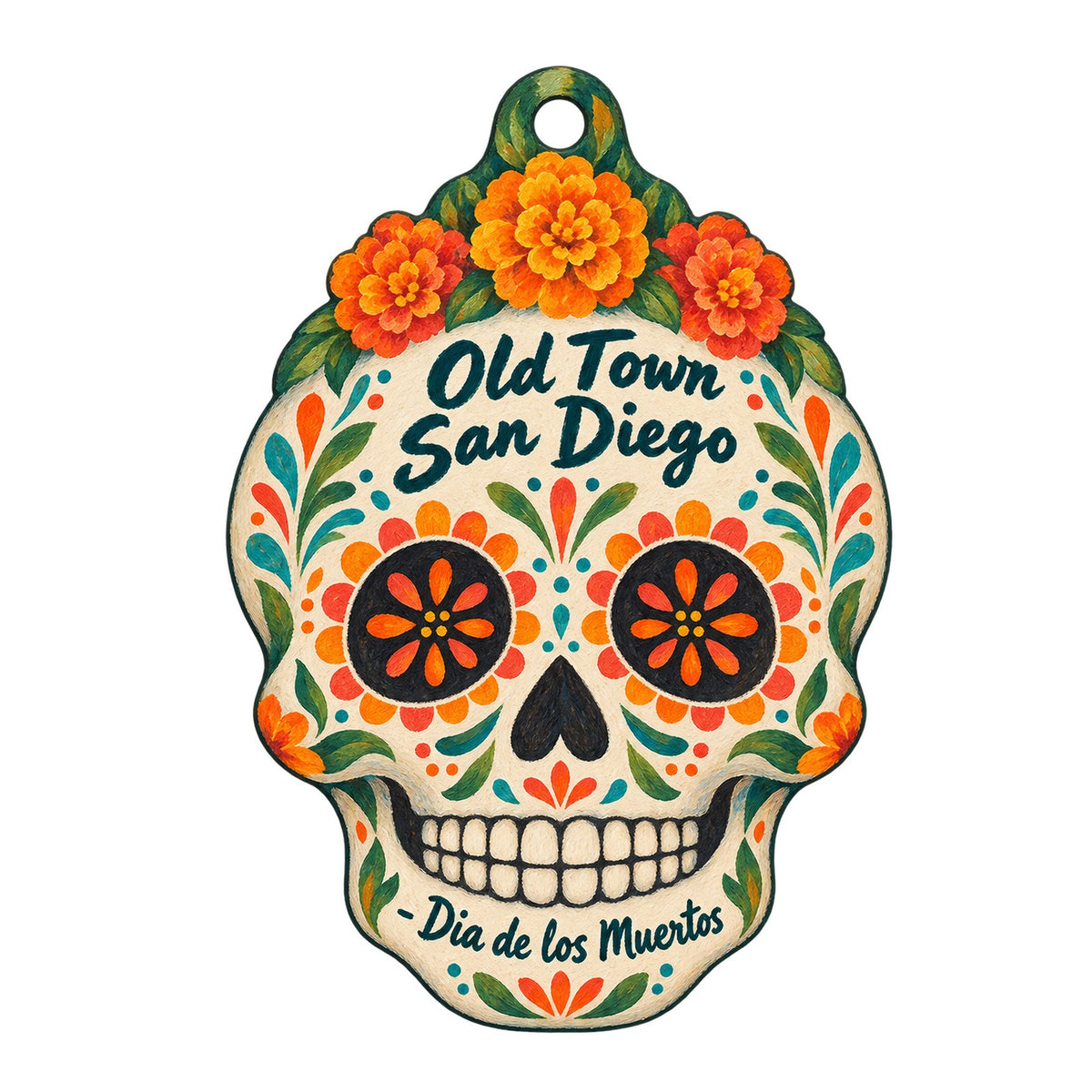 Bazaar del Mundo - The Gallery Town Icon custom wood ornament OC910 on white