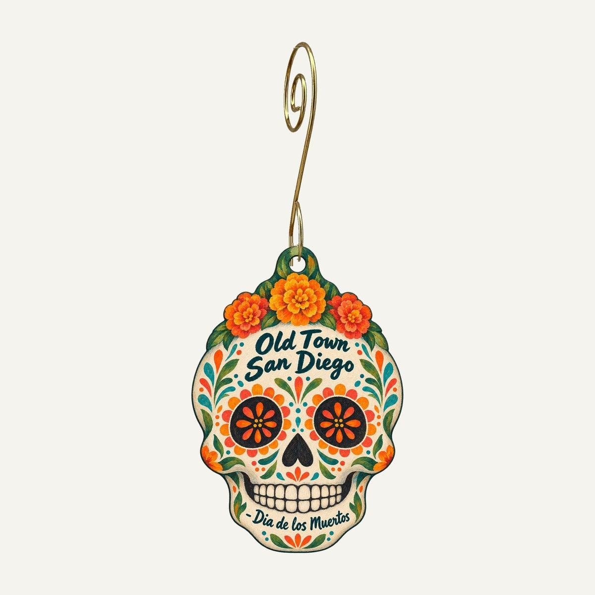 Bazaar del Mundo - The Gallery Town Icon custom wood ornament OC910 hanging on hook