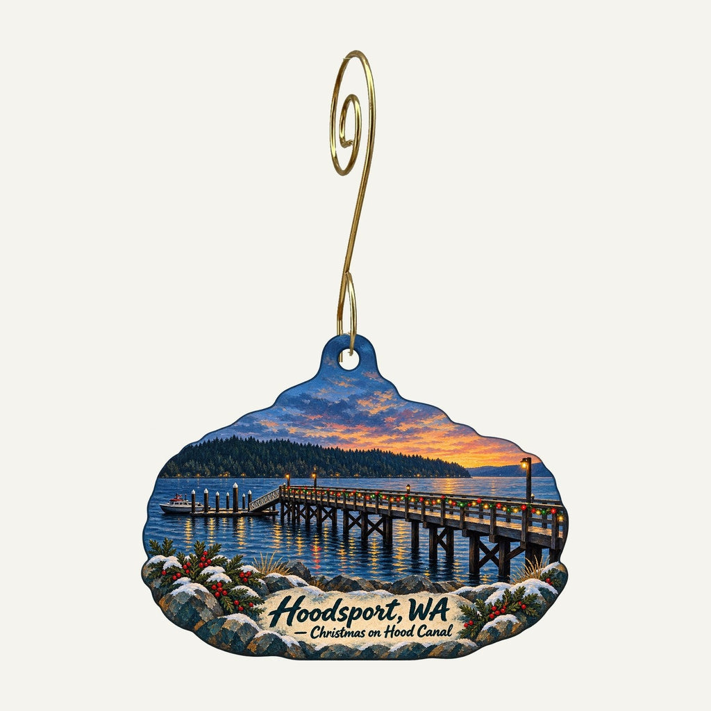 Canalside Gifts & Liquors Christmas custom wood ornament OC912 hanging on hook