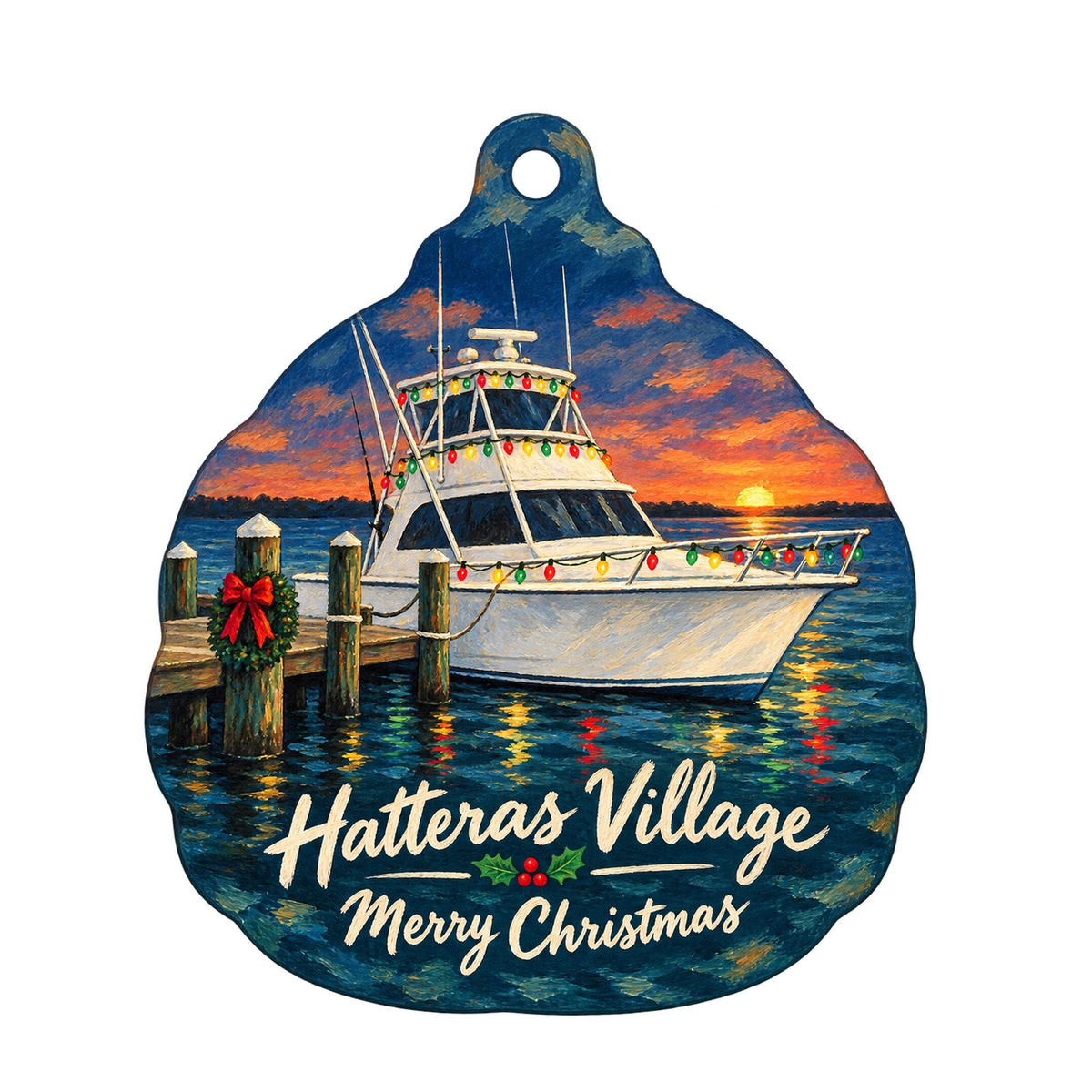 Meekins Chandlery at the Graveyard of the Atlantic Museum Christmas custom wood ornament OC918 on white