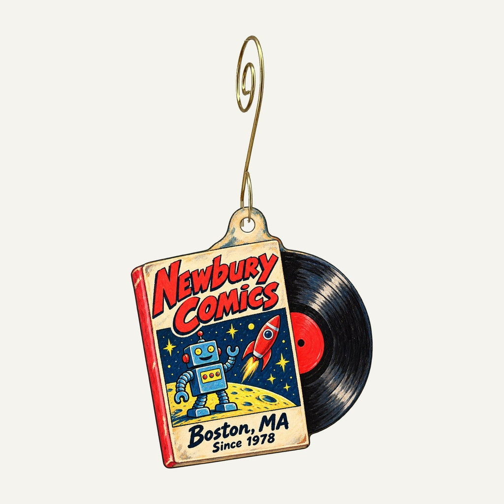 Newbury Comics Logo custom wood ornament OC920 hanging on hook