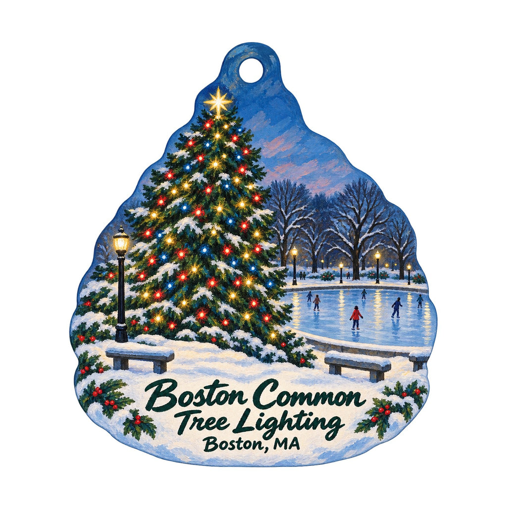 Newbury Comics Christmas custom wood ornament OC921 on white