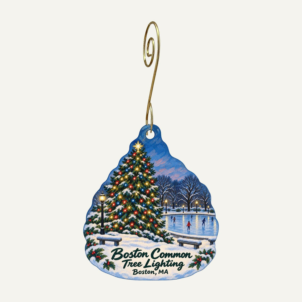 Newbury Comics Christmas custom wood ornament OC921 hanging on hook