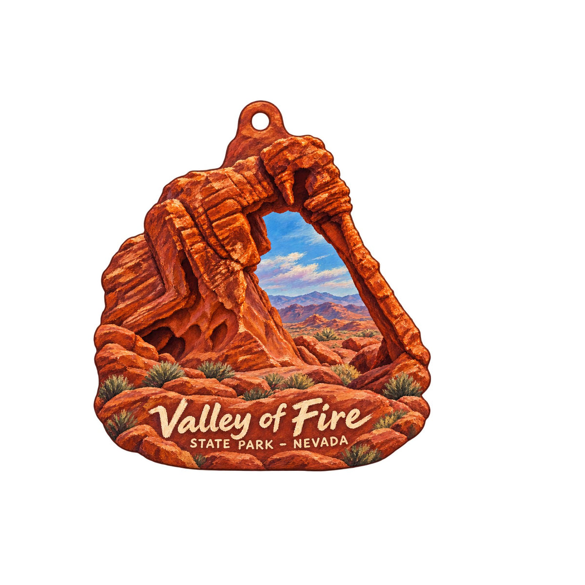Valley of Fire State Park Visitor Center Gift Shop Logo custom wood ornament OC923 on white