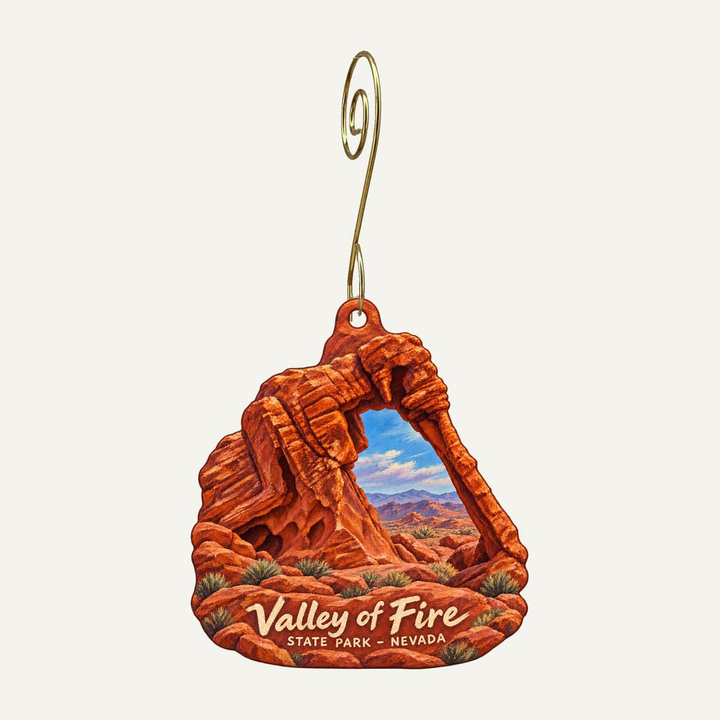 Valley of Fire State Park Visitor Center Gift Shop Logo custom wood ornament OC923 hanging on hook