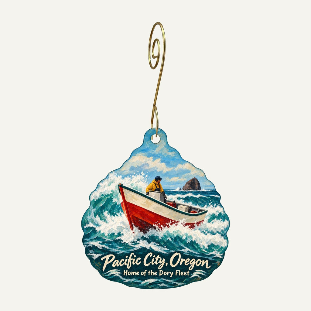 Cape Kiwanda Marketplace Town Icon custom wood ornament OC928 hanging on hook