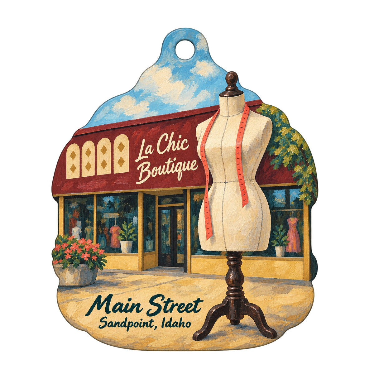 La Chic Boutique Logo custom wood ornament OC929 on white