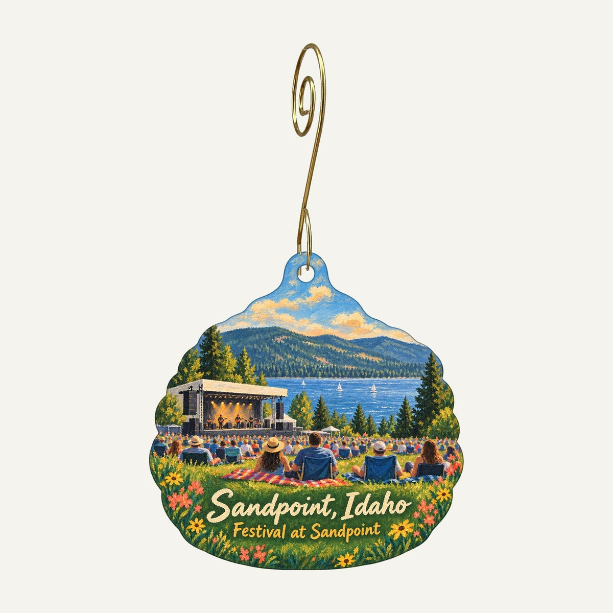 La Chic Boutique Town Icon custom wood ornament OC931 hanging on hook