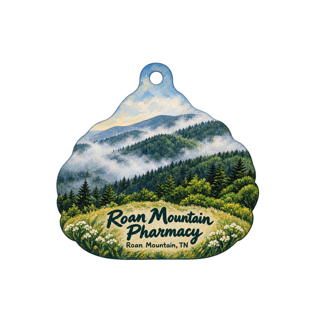 Roan Mountain Logo custom wood ornament OC932 on white